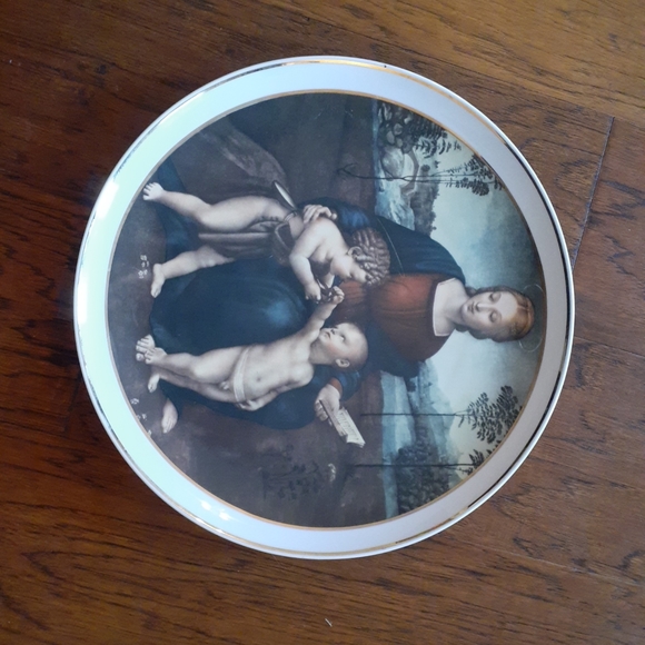 STUNNING MADONNA DEL CARDELLINO RAFFAELLO 13" Decorative Platter Made in Italy - Picture 1 of 5